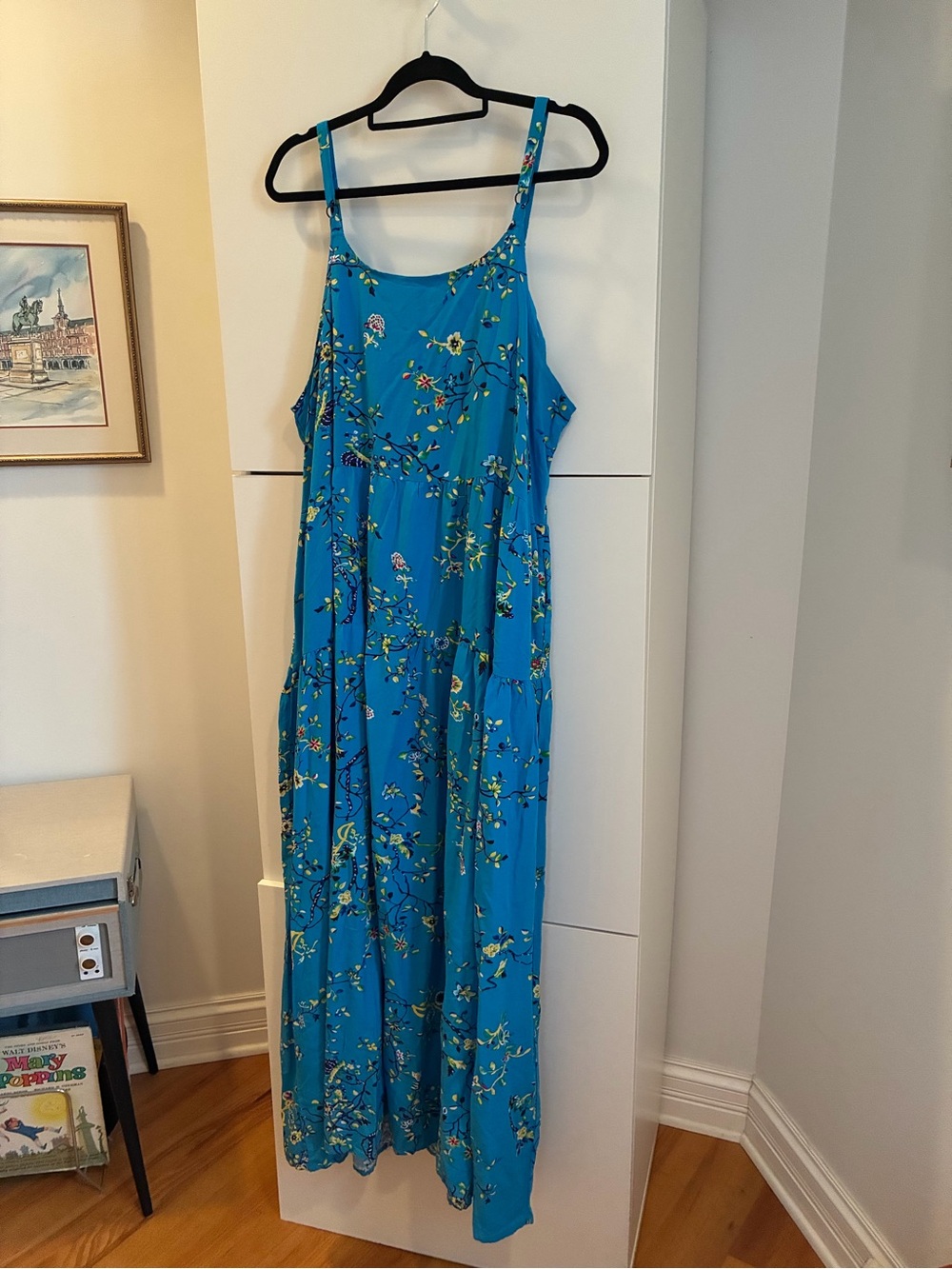 Flowy, Bright Blue Floral Maxi Dress - 2XL